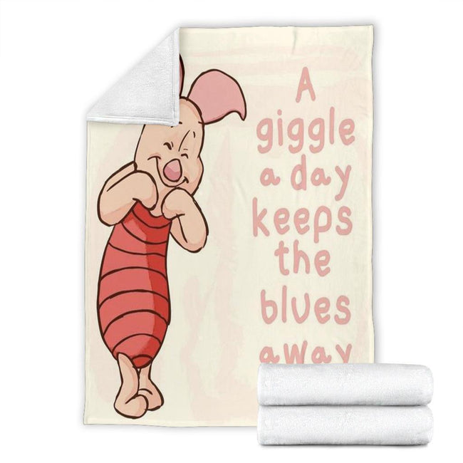 A Giggle A Day Keeps The Blues Away Piglet Fleece Blanket 1 - PerfectIvy