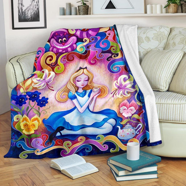 Alice In Wonderland Fleece Blanket Cartoon Bedding Decor Gift Idea 2 - PerfectIvy