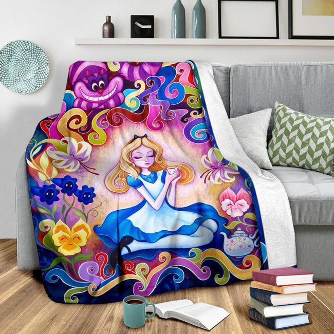 Alice In Wonderland Fleece Blanket Cartoon Bedding Decor Gift Idea 4 - PerfectIvy