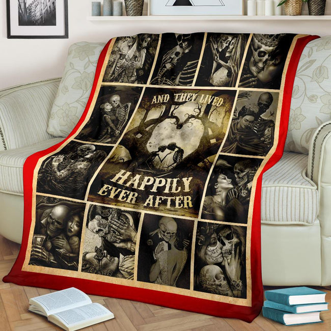 And They Lived Happily Ever After Skull Fleece Blanket Gift Idea 2 - PerfectIvy