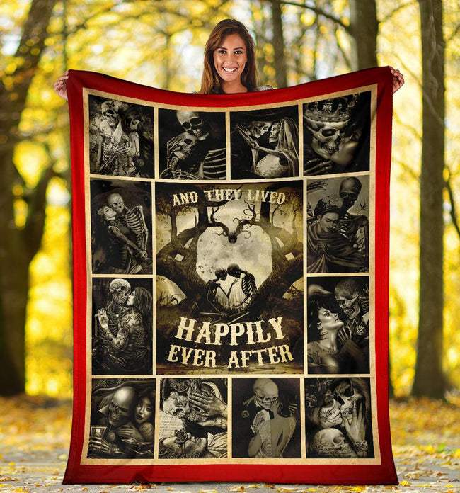 And They Lived Happily Ever After Skull Fleece Blanket Gift Idea 5 - PerfectIvy