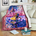 Beauty And The Beast Fleece Blanket Floral Dancing 1 - PerfectIvy
