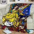 Beauty And The Beast Fleece Blanket Stained Glass Graphic Style 2 - PerfectIvy