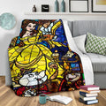 Beauty And The Beast Fleece Blanket Stained Glass Graphic Style 3 - PerfectIvy