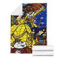 Beauty And The Beast Fleece Blanket Stained Glass Graphic Style 4 - PerfectIvy