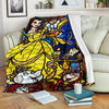 Beauty And The Beast Fleece Blanket Stained Glass Graphic Style 1 - PerfectIvy