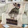 Book Page Owl Fleece Blanket Gift For Owl Lover 2 - PerfectIvy