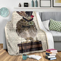Book Page Owl Fleece Blanket Gift For Owl Lover 3 - PerfectIvy