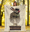 Book Page Owl Fleece Blanket Gift For Owl Lover 5 - PerfectIvy