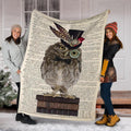 Book Page Owl Fleece Blanket Gift For Owl Lover 6 - PerfectIvy