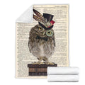 Book Page Owl Fleece Blanket Gift For Owl Lover 7 - PerfectIvy