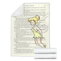 Book Page Style Tinker Bell Fleece Blanket 4 - PerfectIvy