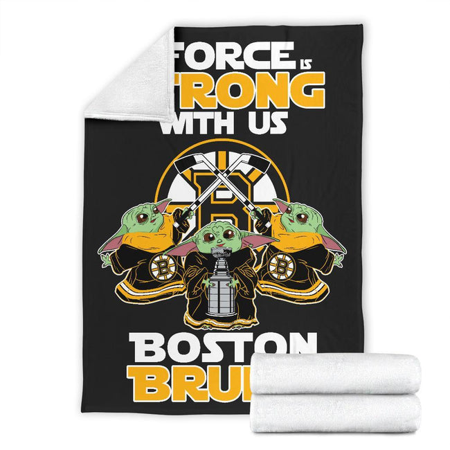 Boston Bruins Baby Yoda Fleece Blanket The Force Strong 7 - PerfectIvy