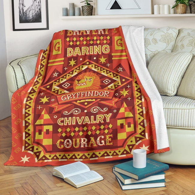 Bravery Daring Chivalry Courage Gryffindor Fleece Blanket 1 - PerfectIvy