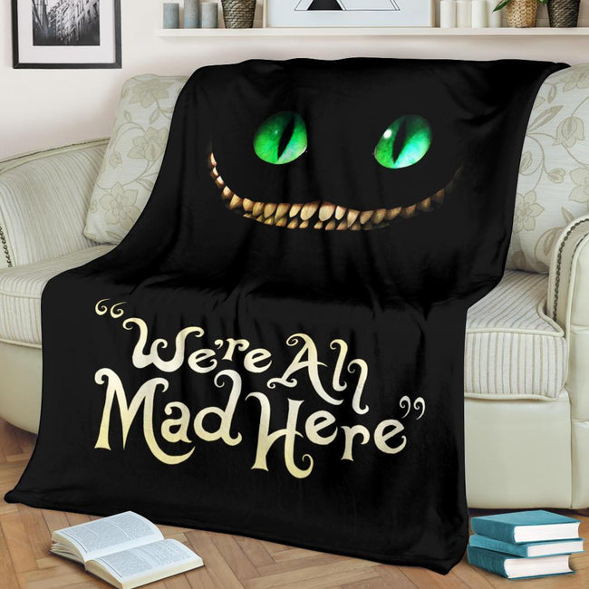 We're All Mad Here Cheshire Cat Fleece Blanket Custom 2 - PerfectIvy