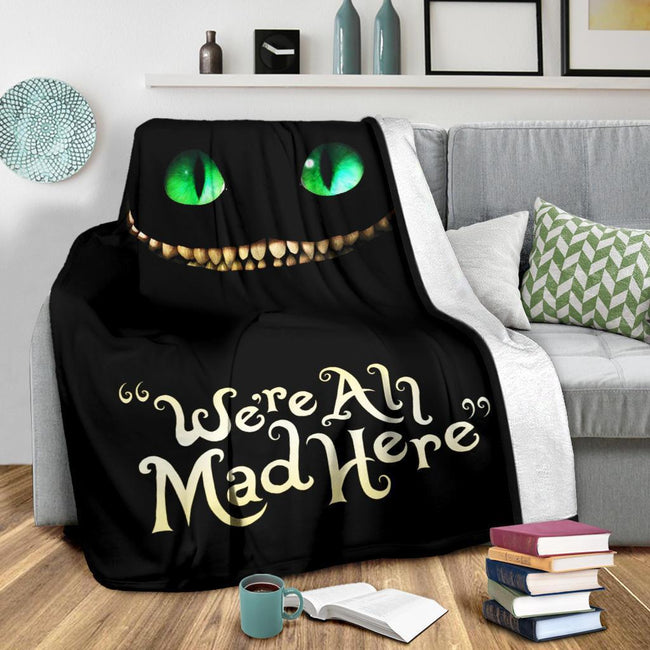 We're All Mad Here Cheshire Cat Fleece Blanket Custom 3 - PerfectIvy