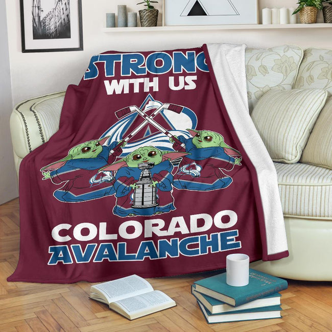 Colorado Avalanche Baby Yoda Fleece Blanket The Force Strong 2 - PerfectIvy