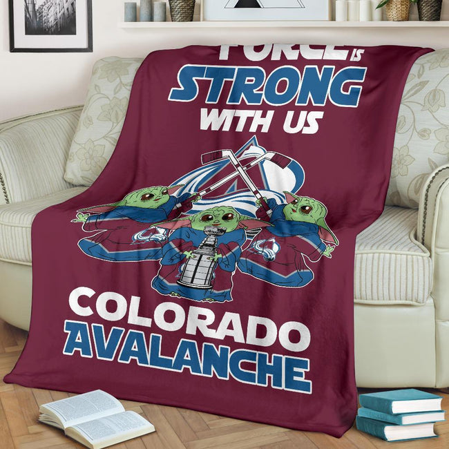 Colorado Avalanche Baby Yoda Fleece Blanket The Force Strong 3 - PerfectIvy