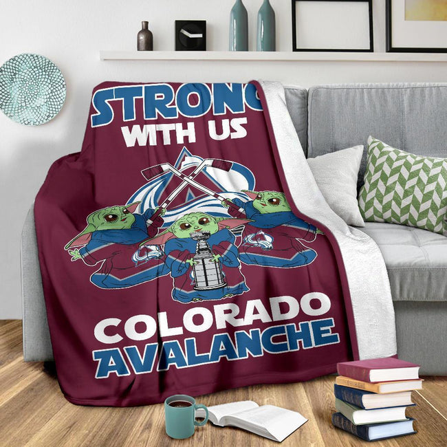 Colorado Avalanche Baby Yoda Fleece Blanket The Force Strong 4 - PerfectIvy