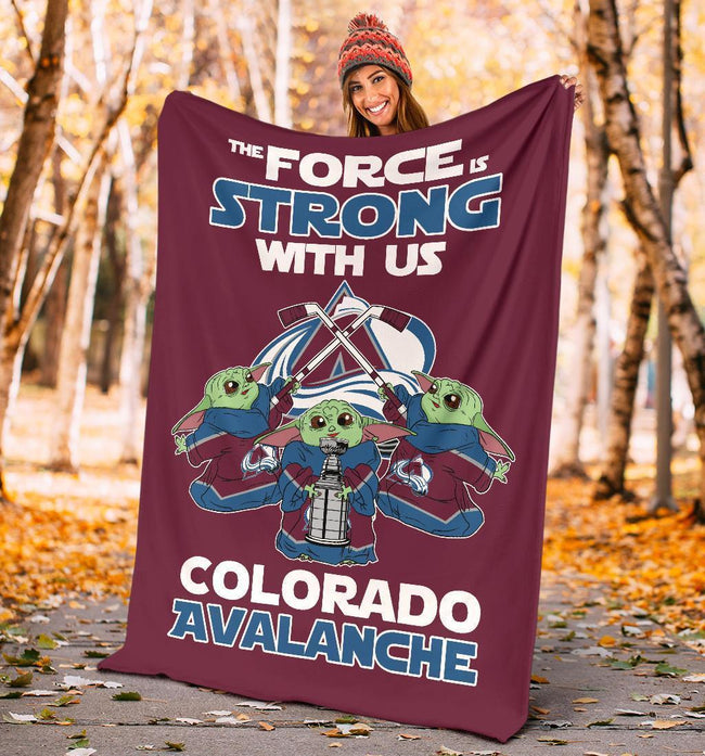Colorado Avalanche Baby Yoda Fleece Blanket The Force Strong 5 - PerfectIvy