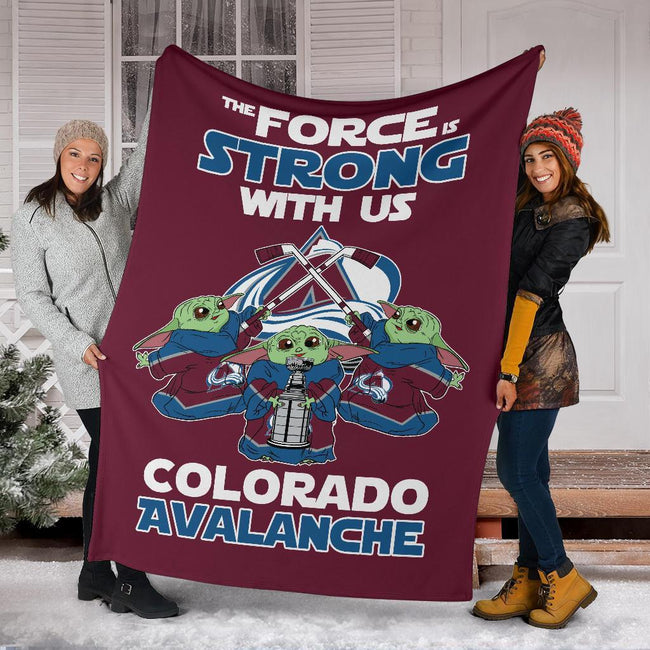Colorado Avalanche Baby Yoda Fleece Blanket The Force Strong 6 - PerfectIvy