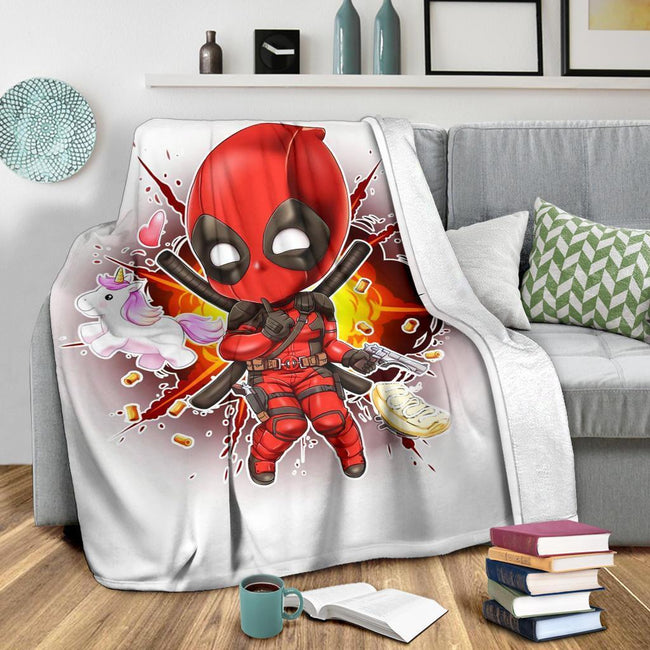 Cute Deadpool Fleece Blanket Chibi Style Fan Gift Idea 3 - PerfectIvy