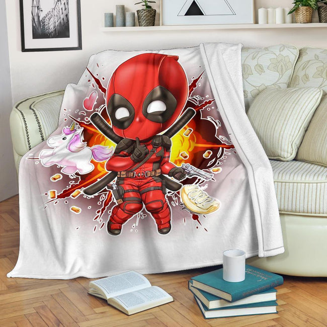 Cute Deadpool Fleece Blanket Chibi Style Fan Gift Idea 1 - PerfectIvy
