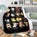Cute Dogs Fleece Blanket Chibi Style Gift For Dog Lover 3 - PerfectIvy
