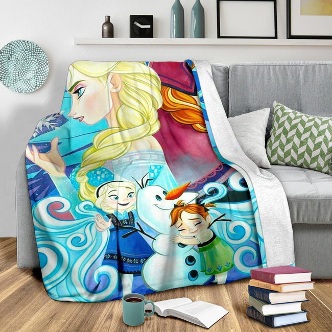 Cute Frozen Fleece Blanket Elsa Anna Olaf Fan Gift 3 - PerfectIvy