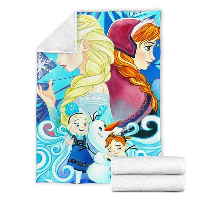 Cute Frozen Fleece Blanket Elsa Anna Olaf Fan Gift 4 - PerfectIvy