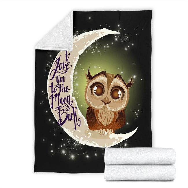 Cute Owl Fleece Blanket I Love You To The Moon And Back 4 - PerfectIvy