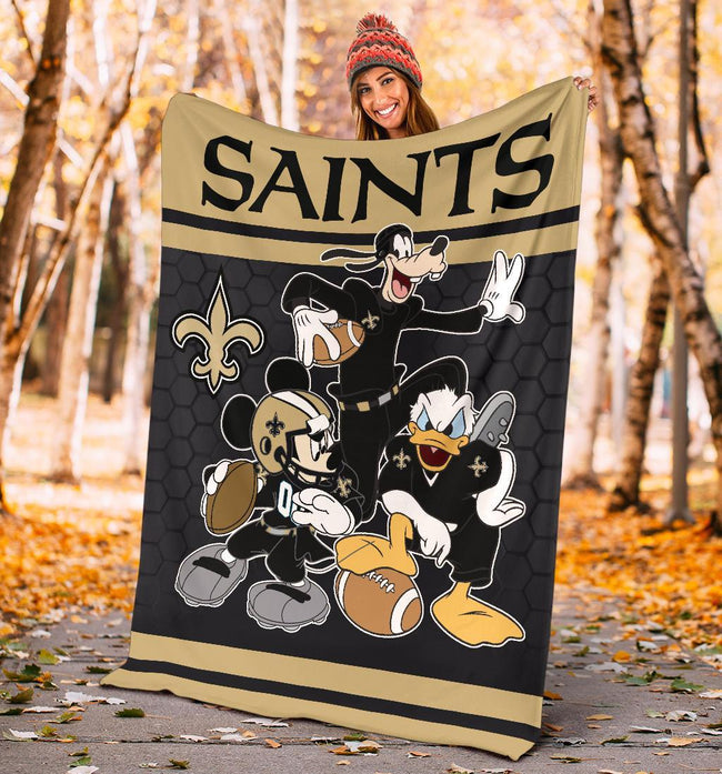 Saints Team Fleece Blanket Football Fan Gift Idea 3 - PerfectIvy