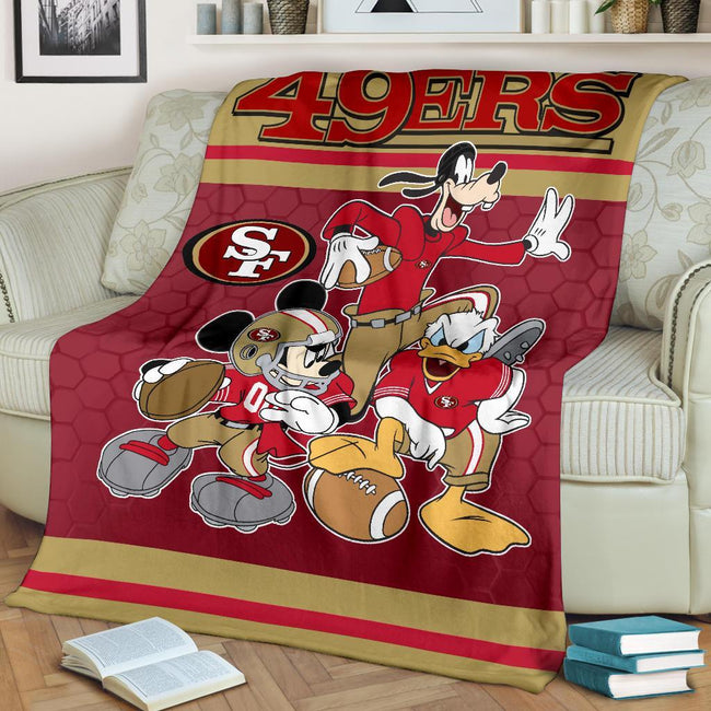 SF 49ers Team Fleece Blanket Football Fan Gift Idea 2 - PerfectIvy