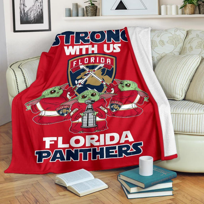 Florida Panthers Baby Yoda Fleece Blanket The Force Strong 2 - PerfectIvy