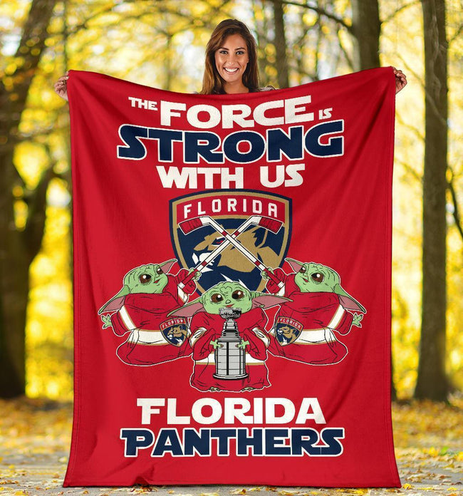 Florida Panthers Baby Yoda Fleece Blanket The Force Strong 1 - PerfectIvy