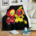 Funny Pikachu Costume Deapool Each Other Fleece Blanket 1 - PerfectIvy