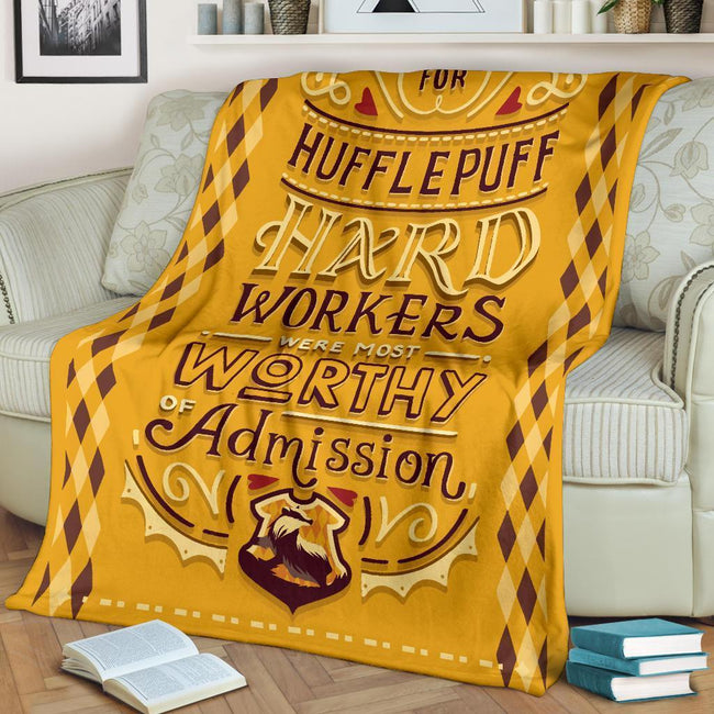 Hard Workers Worthy Admission Hufflepuff Fleece Blanket 2 - PerfectIvy