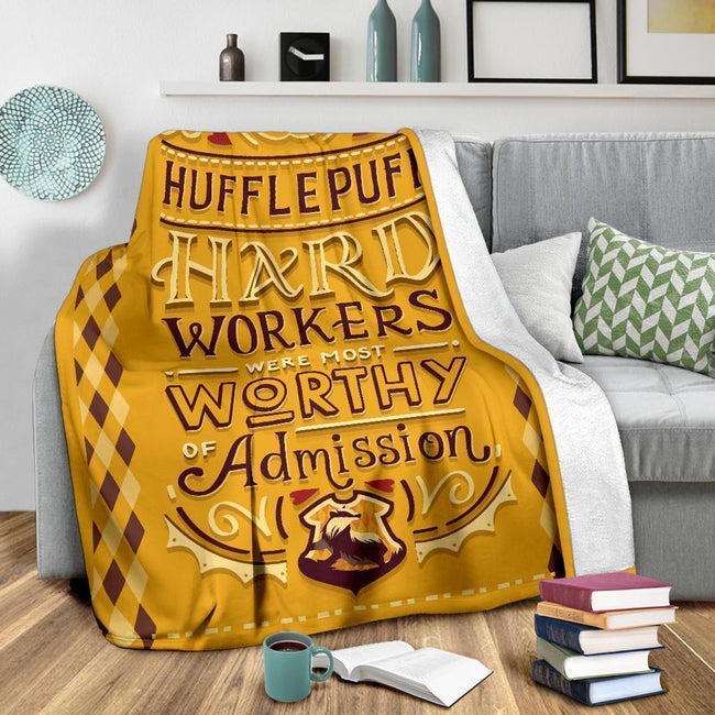 Hard Workers Worthy Admission Hufflepuff Fleece Blanket 3 - PerfectIvy