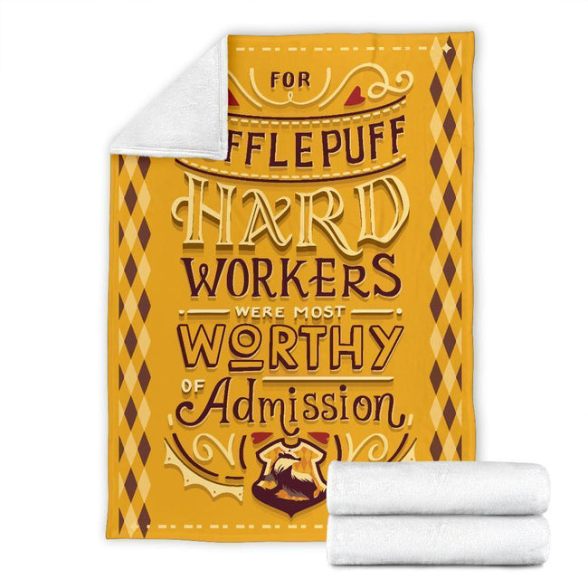 Hard Workers Worthy Admission Hufflepuff Fleece Blanket 4 - PerfectIvy