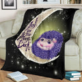 Hedgehog Fleece Blanket I Love You To The Moon And Back 2 - PerfectIvy
