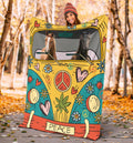 Hippie Van Horse Fleece Blanket Funny Gift For Horse Lover 4 - PerfectIvy