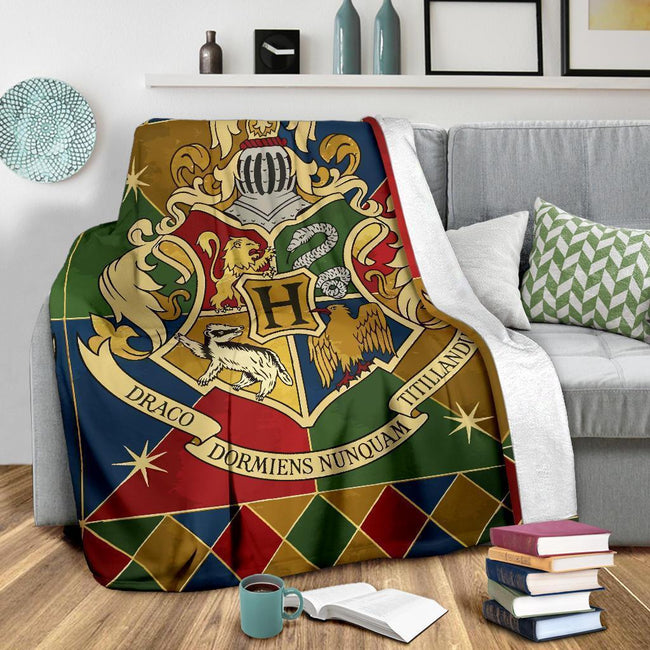 Hogwarts Badges Harry Potter Fleece Blanket For Bedding Decor 3 - PerfectIvy