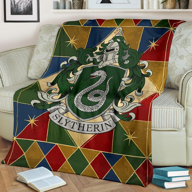 House Badge Slytherin Fleece Blanket Harry Potter Bedding Decor 2 - PerfectIvy