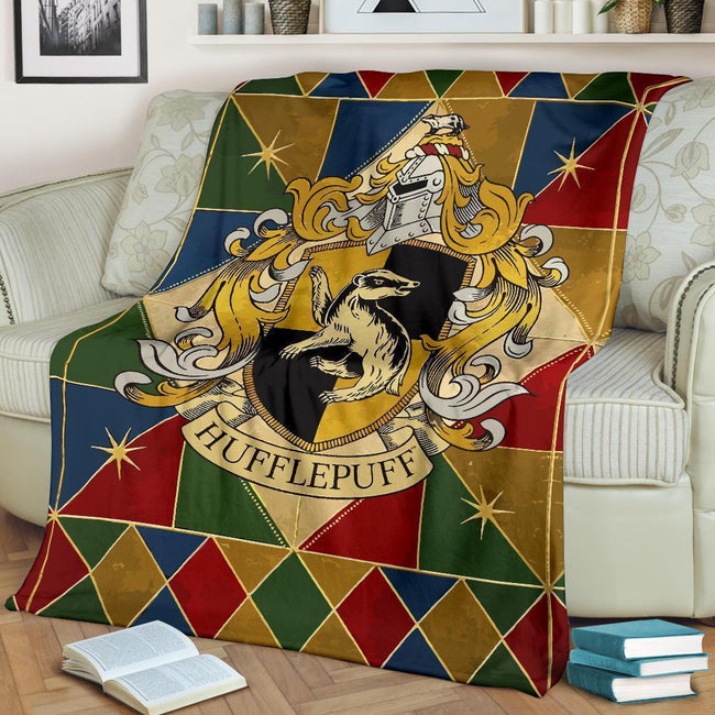 House Hufflepuff Badge Fleece Blanket For Harry Potter Bedding Decor 2 - PerfectIvy