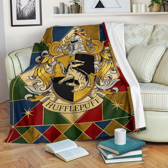 House Hufflepuff Badge Fleece Blanket For Harry Potter Bedding Decor 1 - PerfectIvy
