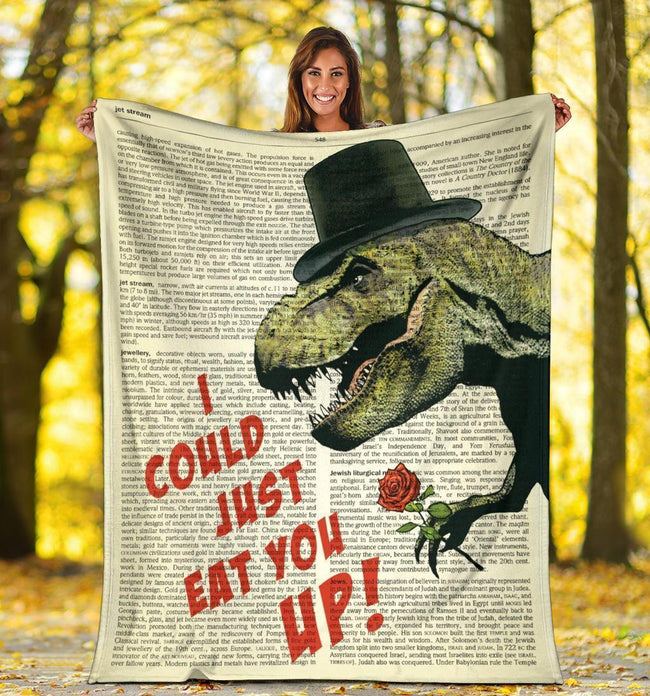 I Could Just Eat You Up T-Rex Fleece Blanket 5 - PerfectIvy