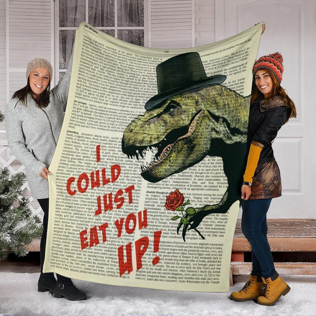I Could Just Eat You Up T-Rex Fleece Blanket 6 - PerfectIvy