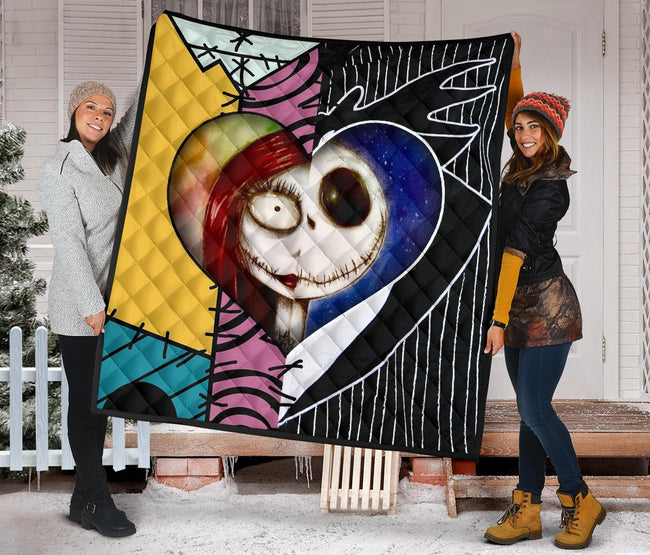 Jack & Sally Love Quilt Blanket Half Face Mixed Gift Idea 2 - PerfectIvy