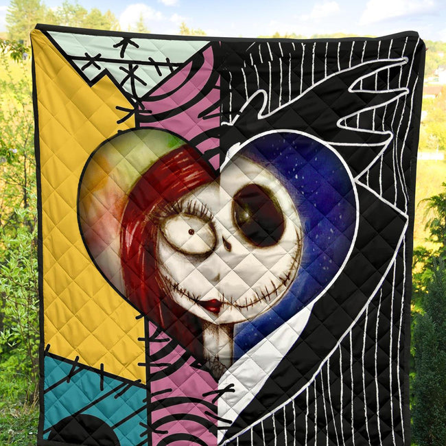 Jack & Sally Love Quilt Blanket Half Face Mixed Gift Idea 4 - PerfectIvy