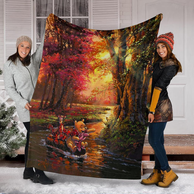 Lake Trip Winnie The Pooh Fleece Blanket Gift Idea 6 - PerfectIvy